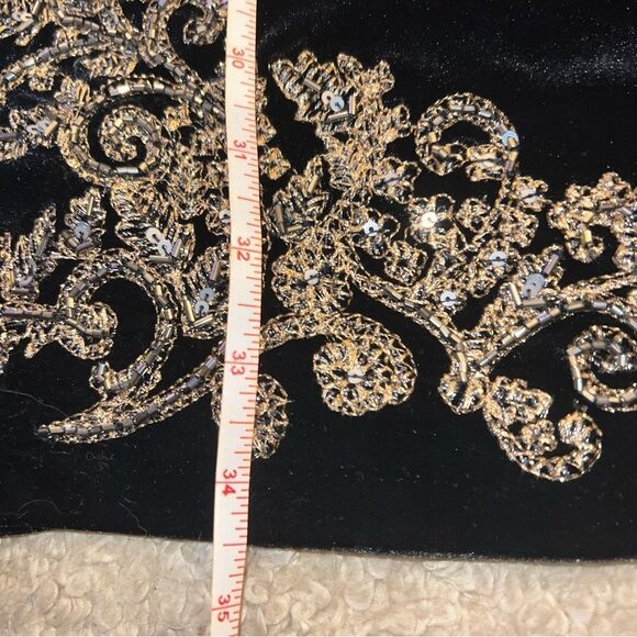 White House Black Market size S Elegant Black Dress with Gold Embroidery - Picture 6 of 8